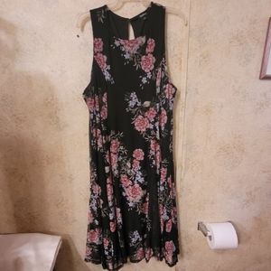 Torrid Sleeveless Black w/Red, Pink, and Blue Flower Print Dress